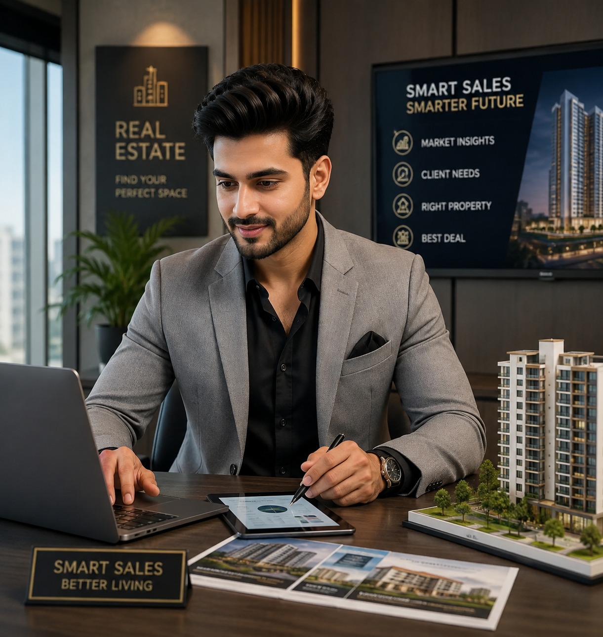Smart sales experience dashboard with product showcase and quotations